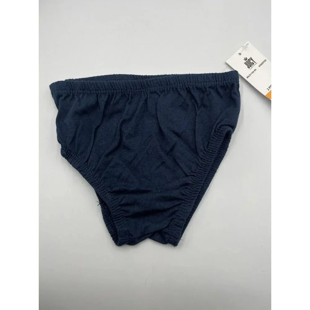 NWT Juicy Couture 12M Baby Girl 2-pc Velvet Navy Blue heart Ruffle/Long Sleeve - Picture 5 of 8